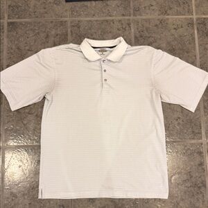 Men's White Striped Polo Shirt